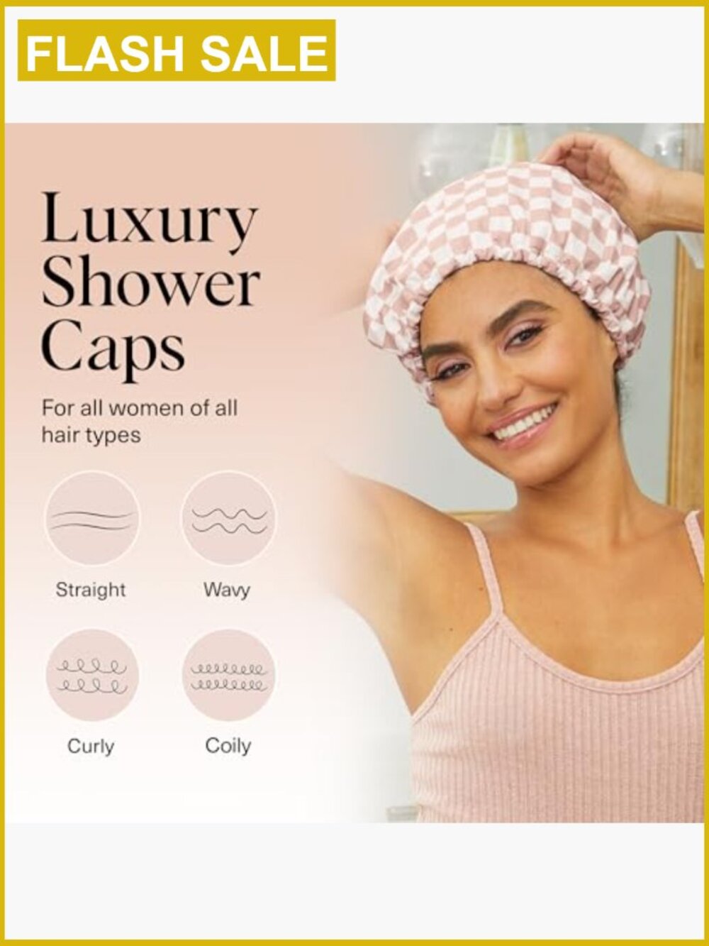 Satin-Lined Adjustable Waterproof Reusable Flexi Shower Cap with Open-Back - Picture 3 of 6